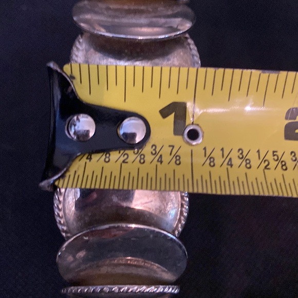 Vintage Mexican Silver circulars Hinged Bracelet bangle - Picture 8 of 9